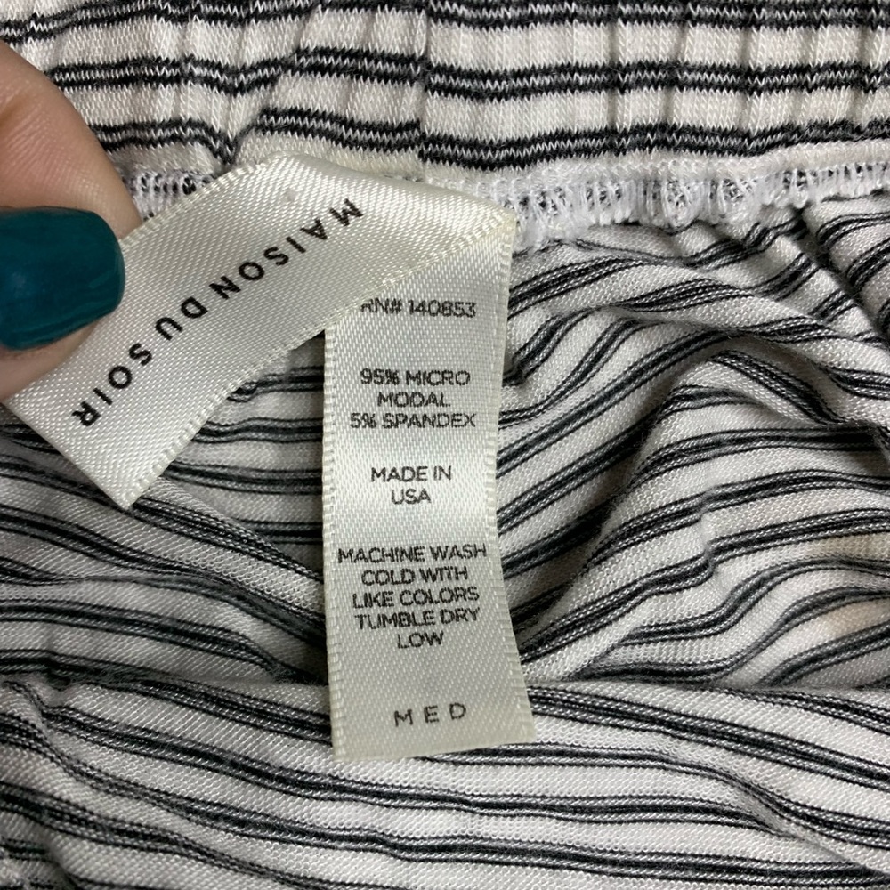 Maison Du Soir Pajama Set Heather Grey Striped - image 7